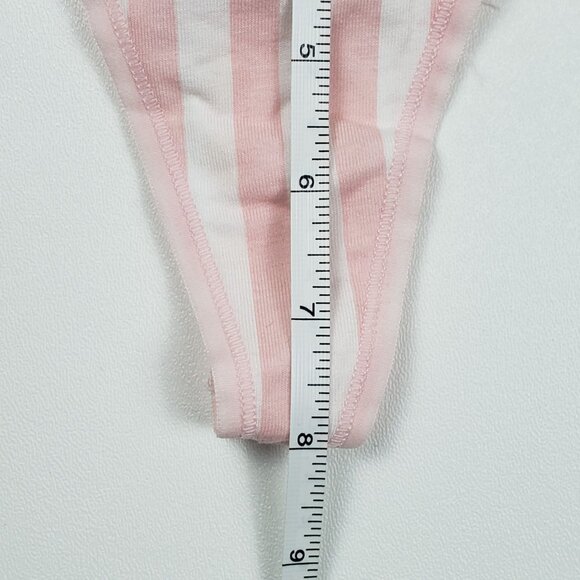 Victoria's Secret Shine Patch Thong Panty Womens Medium VS Signature Pink Stripe - Picture 6 of 14